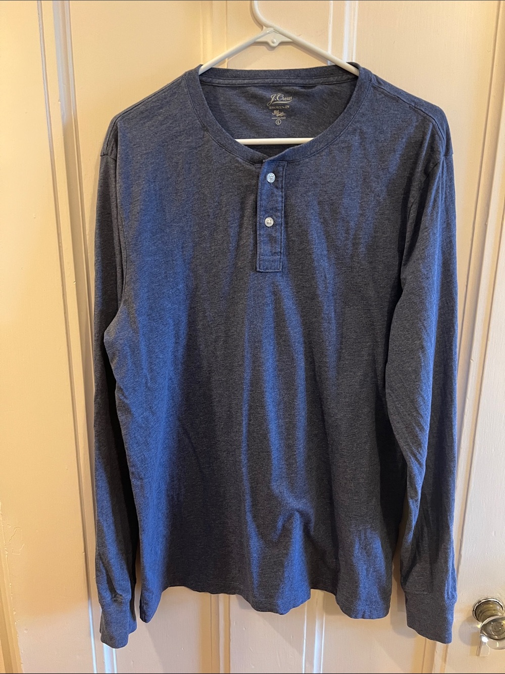 J. Crew Men's Dark Blue Broken-In Long-Sleeve Henley — Large